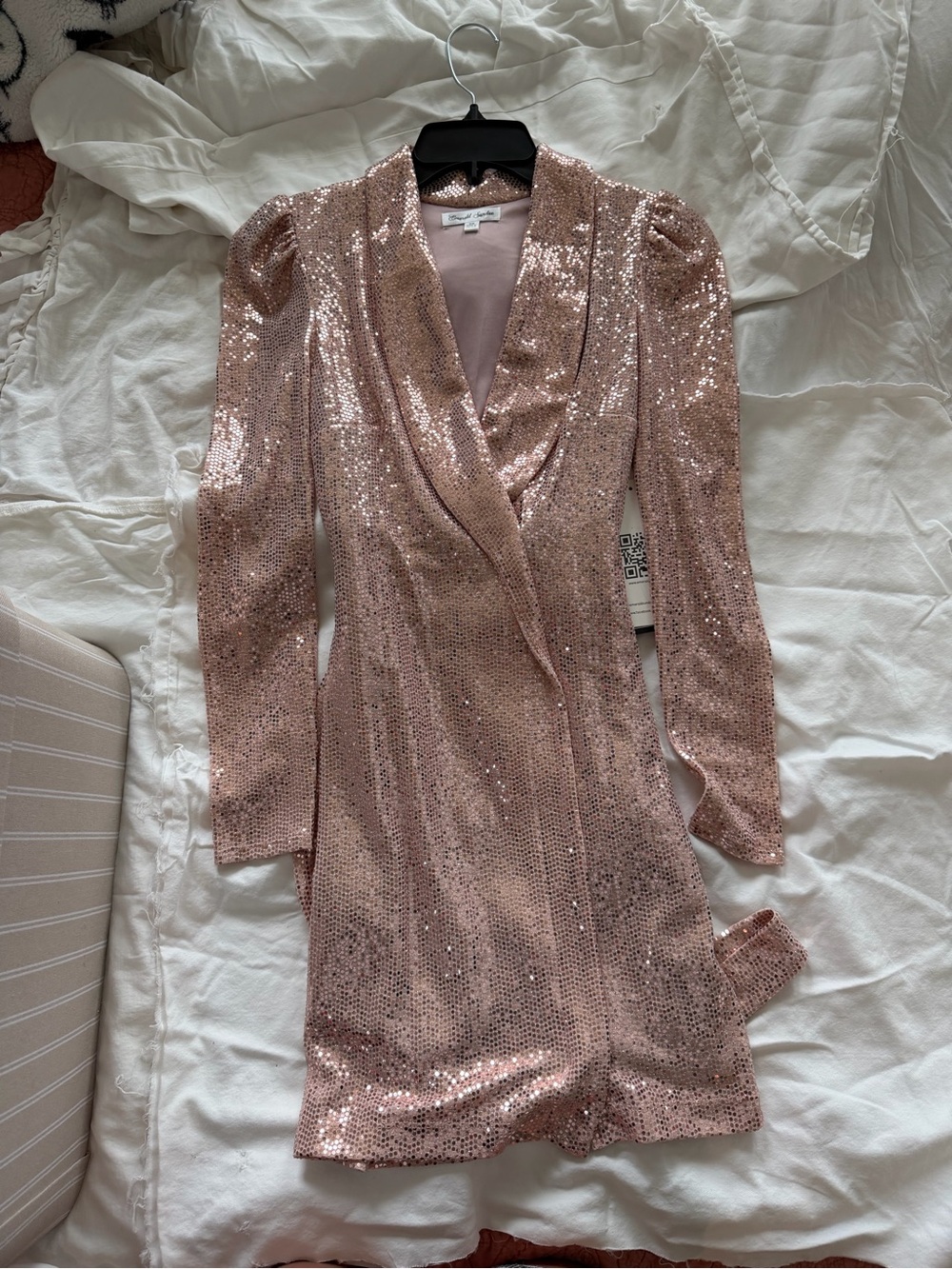 Brand New Never Worn With Tags Sequin Wrap Mini Dress - Rose Gold/Pink